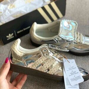 💙💖Women's Adidas Samba X Wales Bonner Low Silver Metallic Sneakers